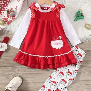 🆕 Christmas two piece Santa bow top with matching leggings
